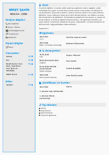 Ressam Cv Örnekleri cv indir